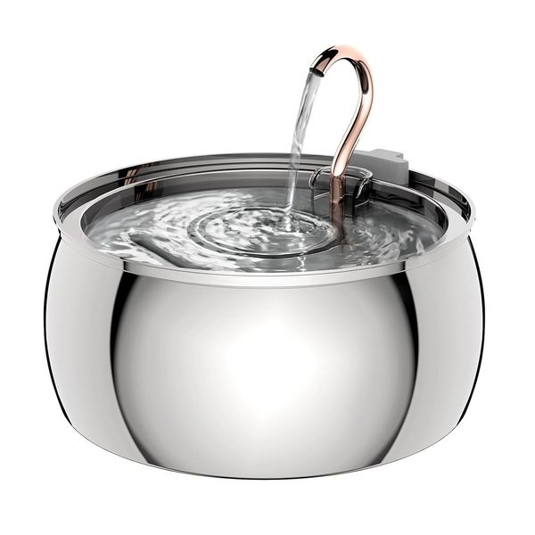 4L Larger Stainless Steel Ultra Quiet Pet Fountain For Cats Dogs
