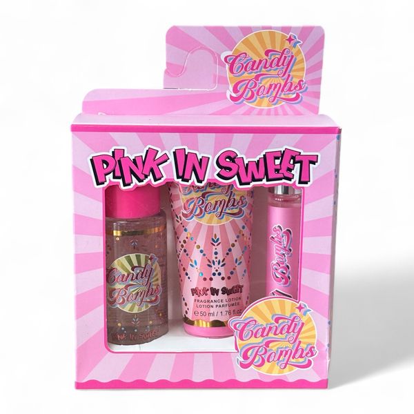 Body Philosophy Pink in Sweet Candy Bomb Perfume Body Spray&amp;Lotion Gift Set