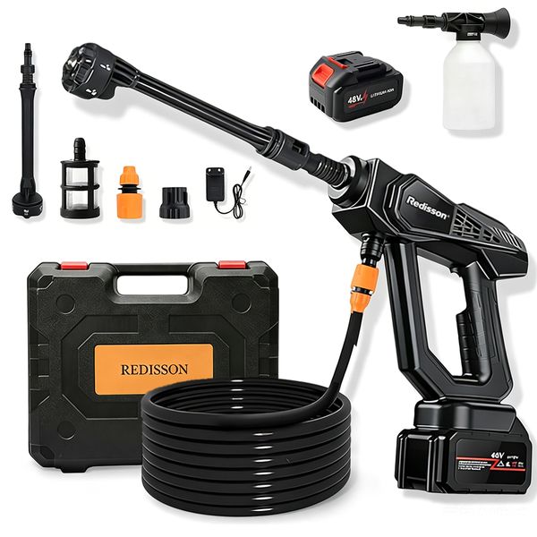 REDISSON 6-in-1 Nozzle Cordless Pressure Washer Water Gun Cleaning Tool