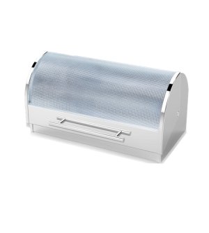 Stainless Steel Bread Bin With Hobnail Glass Cover
