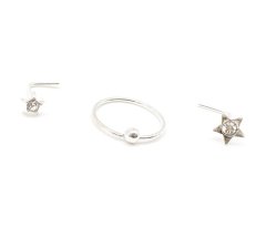 Fabulae Silver Nose Ring piercing Set, Hester