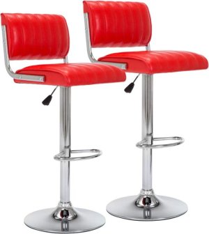 Adjustable Bar Stools with Chrome Base - Set of 2