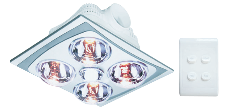 ACDC - Bathroom Heating Lamp &amp; Light - 4 Lamp - Metal Finish