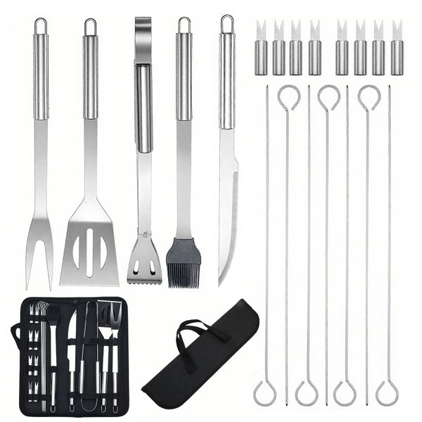 20-Piece Stainless Steel Grill and BBQ Tool Set.Easy to store and carry