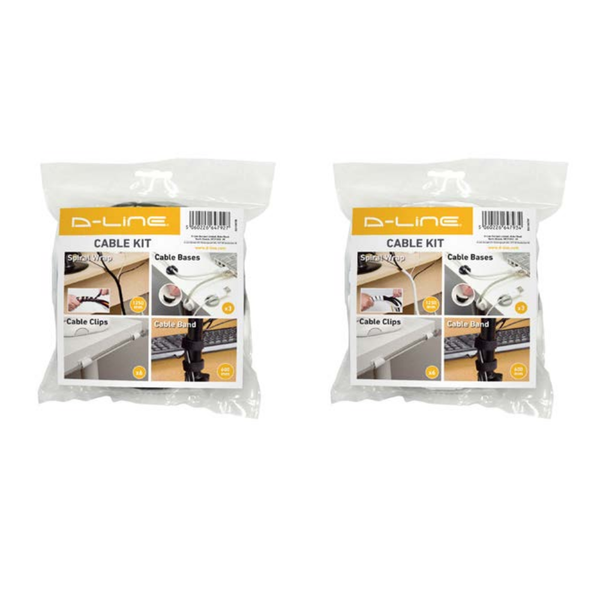 D-Line Cable Tidy Kit White 2 Pack
