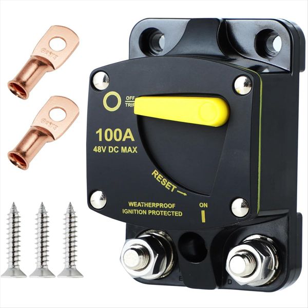 100 Amp Marine Circuit Breaker Resettable 100A 12V - 48V Dc