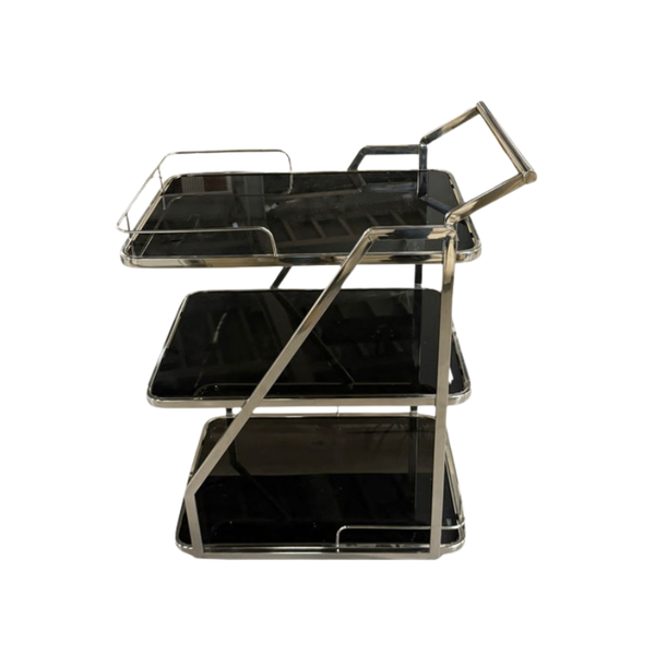 3-Tier Glass Rolling Serving Trolley - Bar Cart - YJSC-33