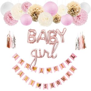 Baby Shower Gender Reveal DIY Decoration Set - Pink - It's a girl