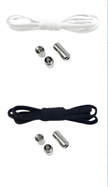 2 Pairs Elastic No Tie Shoelaces Semicircle Shoe Laces Black &amp; White