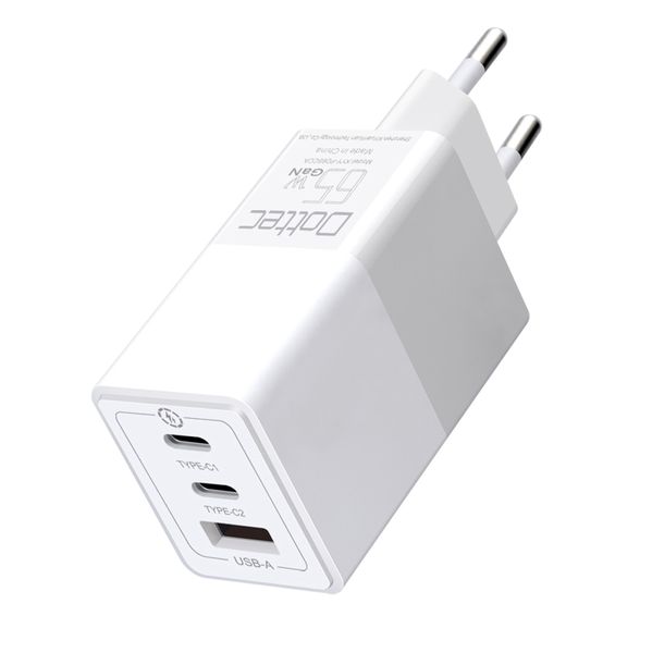 Dottec 3-Port 65W Ultra Fast Charger | USB-C &amp; USB-A | GaN Power Adapter