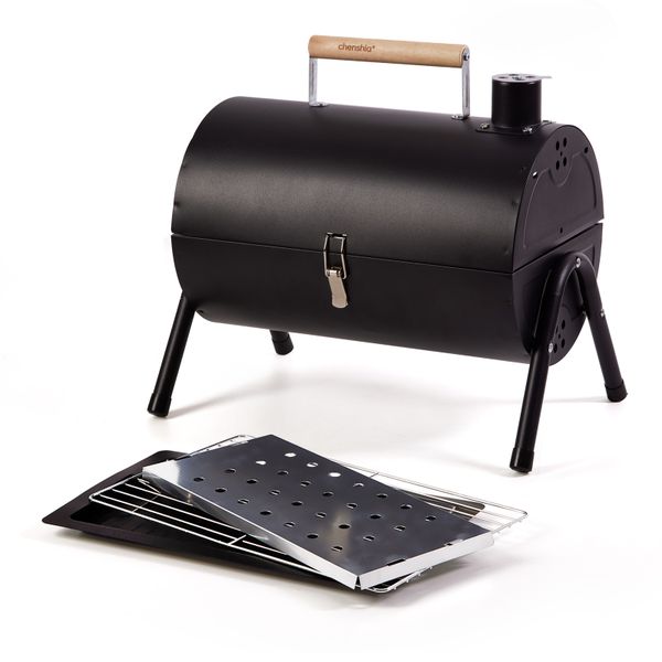 Chenshia Portable Charcoal Braai Grill Tabletop Dual-Zone grilling with Pan