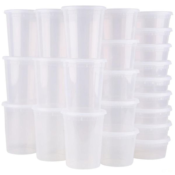 48 Pack Food Soup Containers with Lids Leakproof BPA Free Microwave Safe