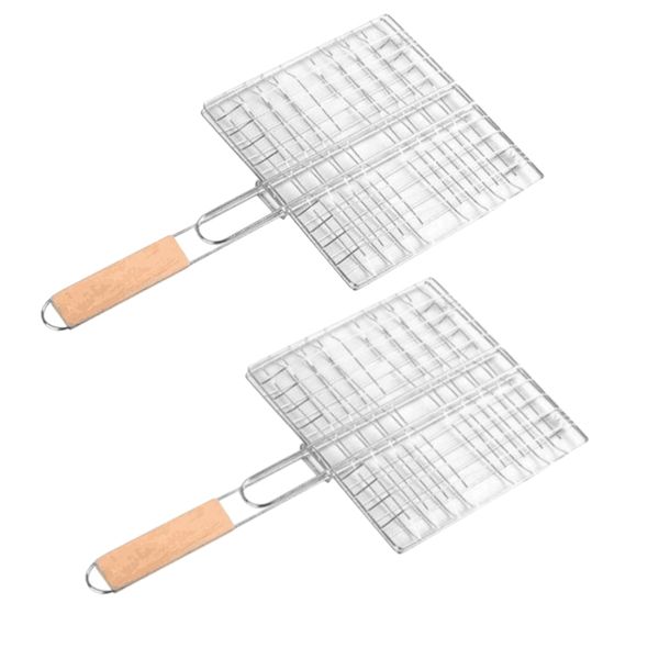 Camping Braai BBQ Foldable Grilling Basket 2 Set