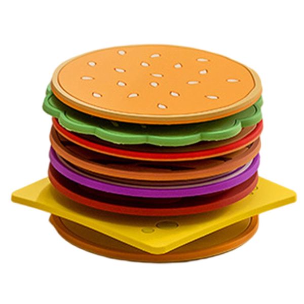 Home Decor Anti-Scalding Silicone Burger Coaster Set of 8 (9cm)
