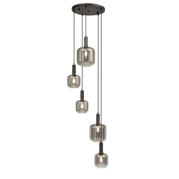 The Lighting Warehouse - Pendant Robinson 5 Light Glass