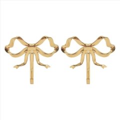 2PCS Decorative Bow Hanger Towel Hook Bow Shaped Hat Hooks Brass Bow Shaped