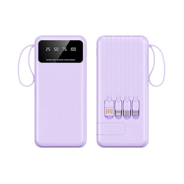 4-in-1 Fast Charging Purple Power Bank