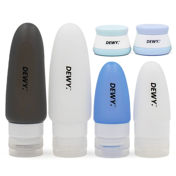 Dewy - Leakproof Silicone Travel Bottle &amp; Cream Jar Set - 6-Piece (Blue)