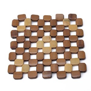 4 Bamboo Placemats Anti-Slip Heat Insulation Table Mats Flower Pattern - B
