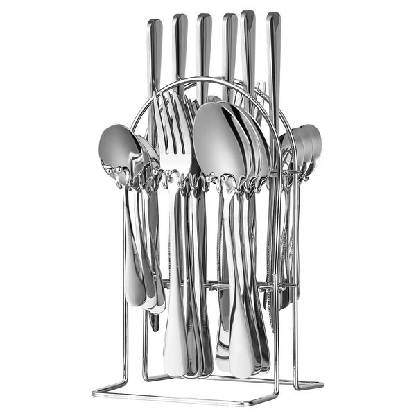 Stainless Steel Cutlery Set Flatware Set with Silverware Holder - 24 Piece