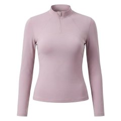 Women's Half-Zip Long Sleeve Yoga Top - Mesh Back Slim Fit Workout Shirt