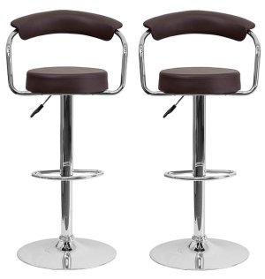 Adjustable Chrome Base Bar Stools - 2 Piece