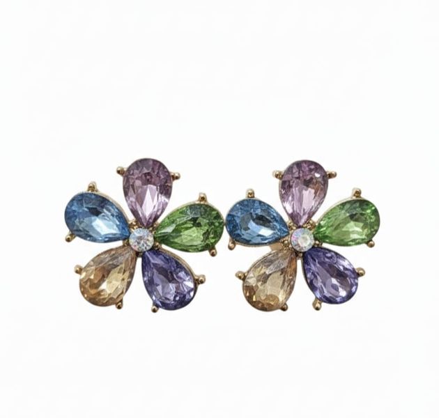 Womens Earring Stud Earrings for Women Gold Flower with Cubic Zirconia