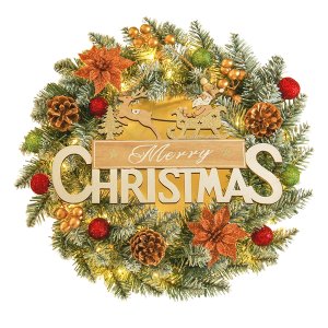 50cm Christmas Wreaths Pre-Lit Lights Wreaths Windows Decorations LED Light