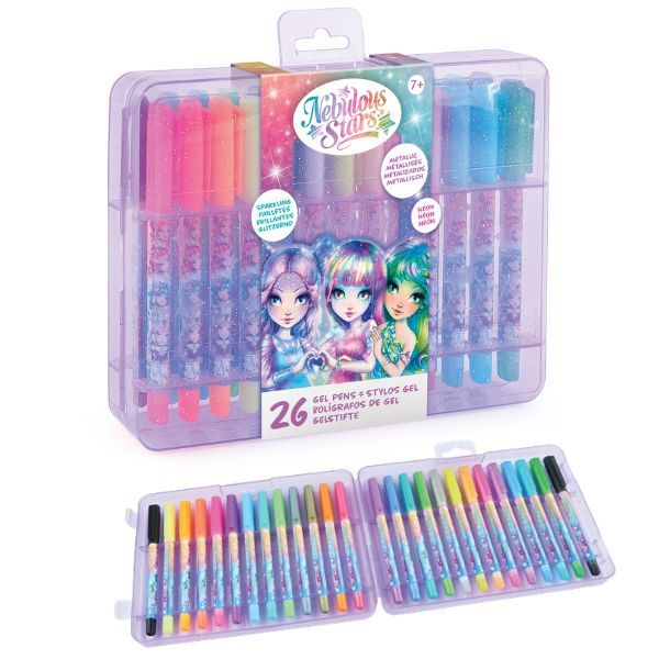 Nebulous Stars Gel Pens 26 pc &amp; Storage Case - Neon, Metallic &amp; Glitter Ink