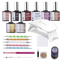 Styleberry Nail Gel Polish Set Leopard Collection with White 6W UV LED Lamp