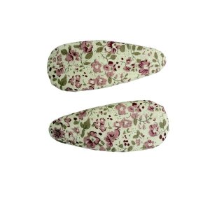 Victorian Floral Cotton Snap Hair Clips for Girls and Kids - Set of 2