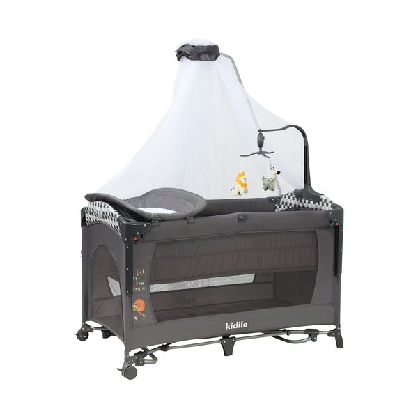 Kidilo Baby UP650 Travel Cot Mosquito Net Change Table with Rocking Motion