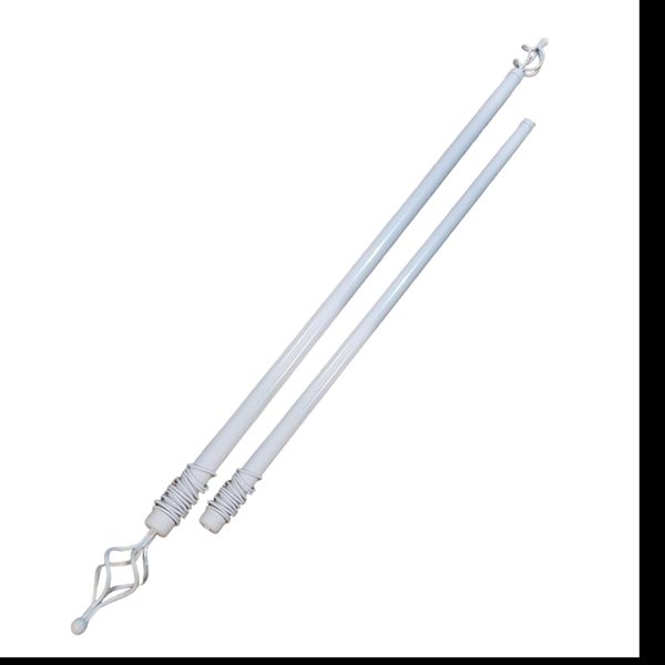 Expandable Curtain Double Rod With Twisted Cage Finial - (5M) - White