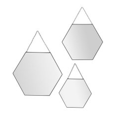 Set 3 Mirrors Hexagonale Metal Black Inspire