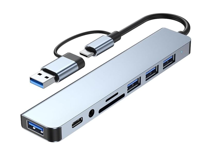 8 in 1 Type-C/USB TO (2USB 2.0 +1 USB 3.0 +SD/TF Card Reader+3.5 Audio+PD)