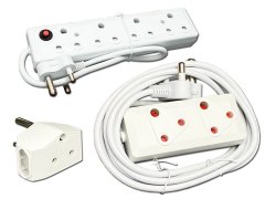 Everlotus Extension Cord 3M Bundle With 4 Way Red Multiplug And 1 Adapter