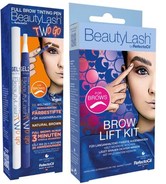 Natural Brown BeautyLash Full Brow Tinting Pen TWO GO &amp; Brow Lift Kit