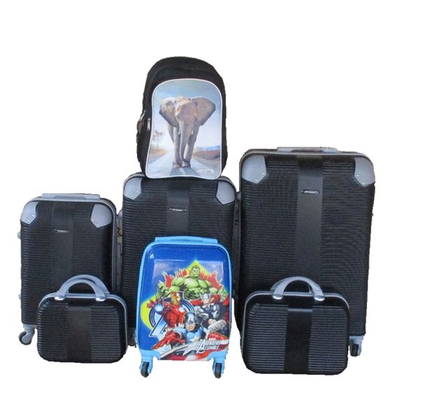 5-Piece Family Hard Shell Spinner Luggage Set with Kids Bags
