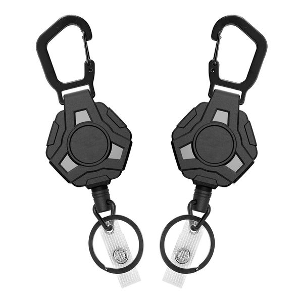 4Pc Badge Reels Retractable With Carabiner 31 8In Coated Steel Cord