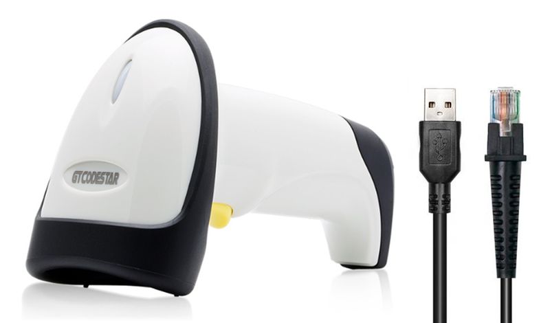Portable Hand 1D Laser Barcode Scanner -white
