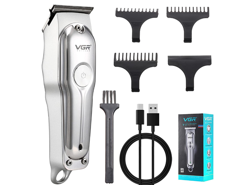 VGR V-071 Cordless Professional Hair Clipper &amp; Beard Trimmer Kit - Silver