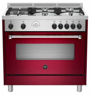 La Germania Americana 90cm Full Gas Stove 5xB Gas oven &amp; Gas Grill Burgundy