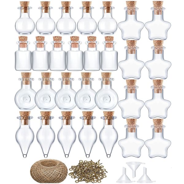 50 Pieces Mini Wishing Bottle Glass Tiny Cork Glass Bottles Set