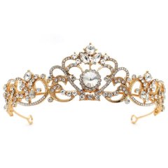 Olive Tree-Rhinestone Crystal Styled Tiara 2334-Bridal/Formal-Gold