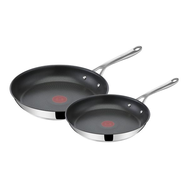 Tefal Jamie Oliver Cook's Direct Stainless Steel 2-Piece Frypan Set