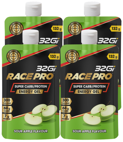 Energy Gel | Carb Protein Endurance Fuel | 132g | Sour Apple | 4 Pk | 32Gi