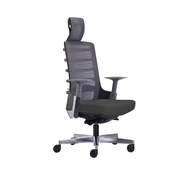 Ergonomic High-Back Office Chair - Adjustable Headrest and Lumbar Support