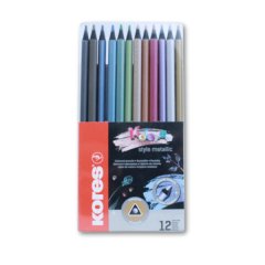 Kores Kolores Colour Pencils, Assorted Metallic Colours,Box of 12