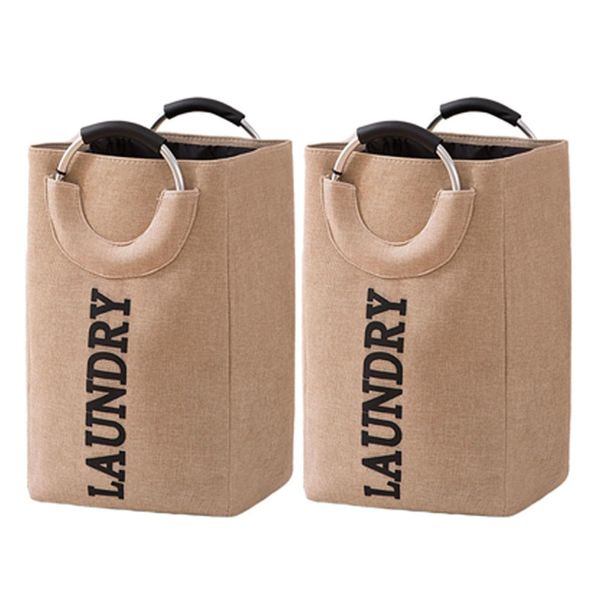 2 Pack 40L Folding Laundry Basket With Padded Aluminium Handles