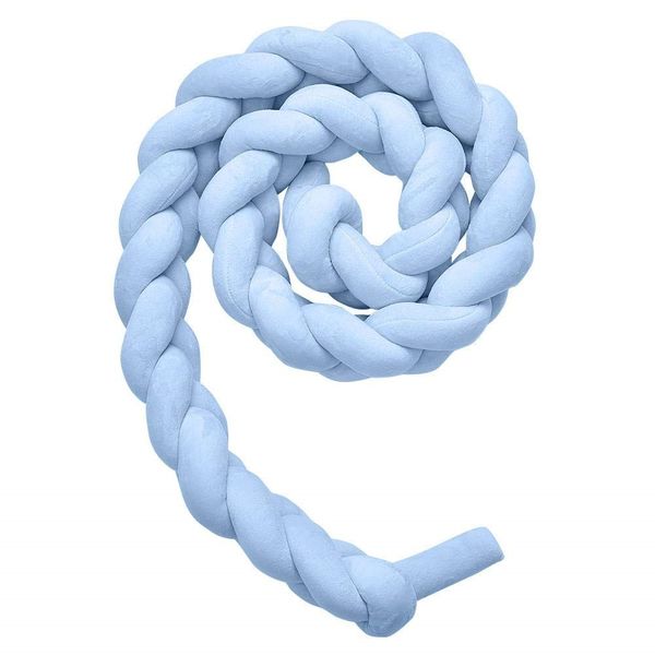 Cot Bed Braided Bumper - Blue